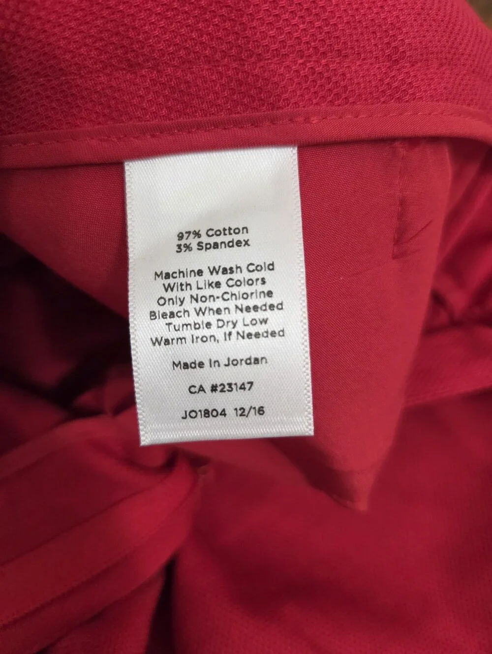Talbots Hampshire Ankle Pants Red 10 Preppy Classic Business Casual Coastal